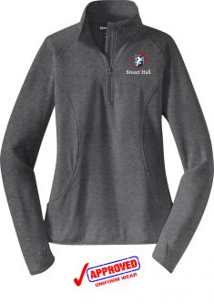 STUART HALL - Sport-Tek Ladies  Stretch 1/2-Zip Pullover, Charcoal Grey Heather